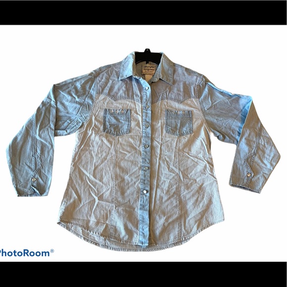 Vintage Wrangler Western Denim Button Down Shirt - Picture 7 of 14